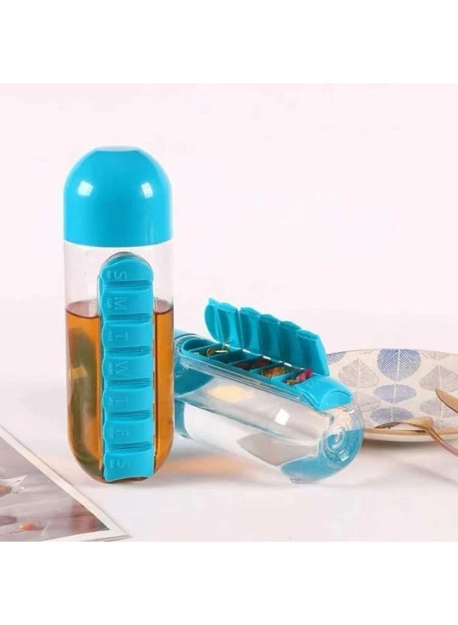 2-in-1 Daily Pill Organizer Water Bottle 600ml BPA-Free Portable Hydration - Image 2